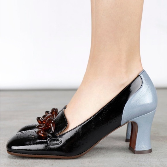 Chie Mihara ‘Pyta’ Two-Tone Black & Baby Blue Mid-Heel Pumps Size 9 - Picture 1 of 9